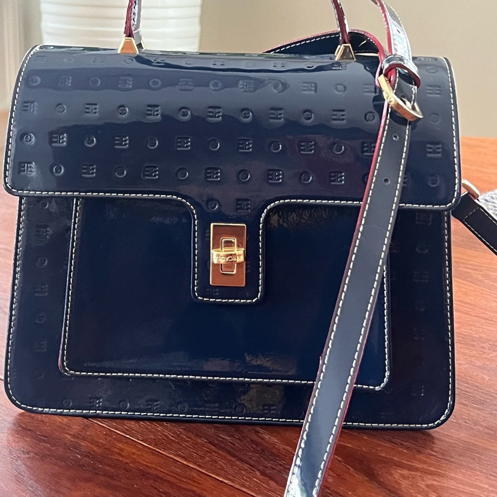 Arcadia Glossy Blue Satchel